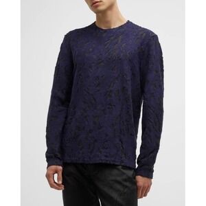 John Varvatos Hansel Mesh Burnout  Crewneck Sweater Purple Black XXL Streetwear